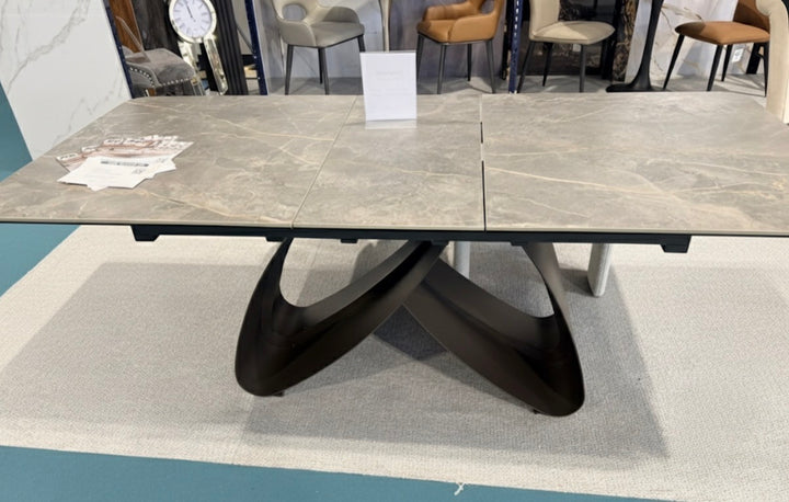 Cheshire Extending Dining Table - Grey Ceramic Top - 120cm to 150cm - 4 to 6 Seater