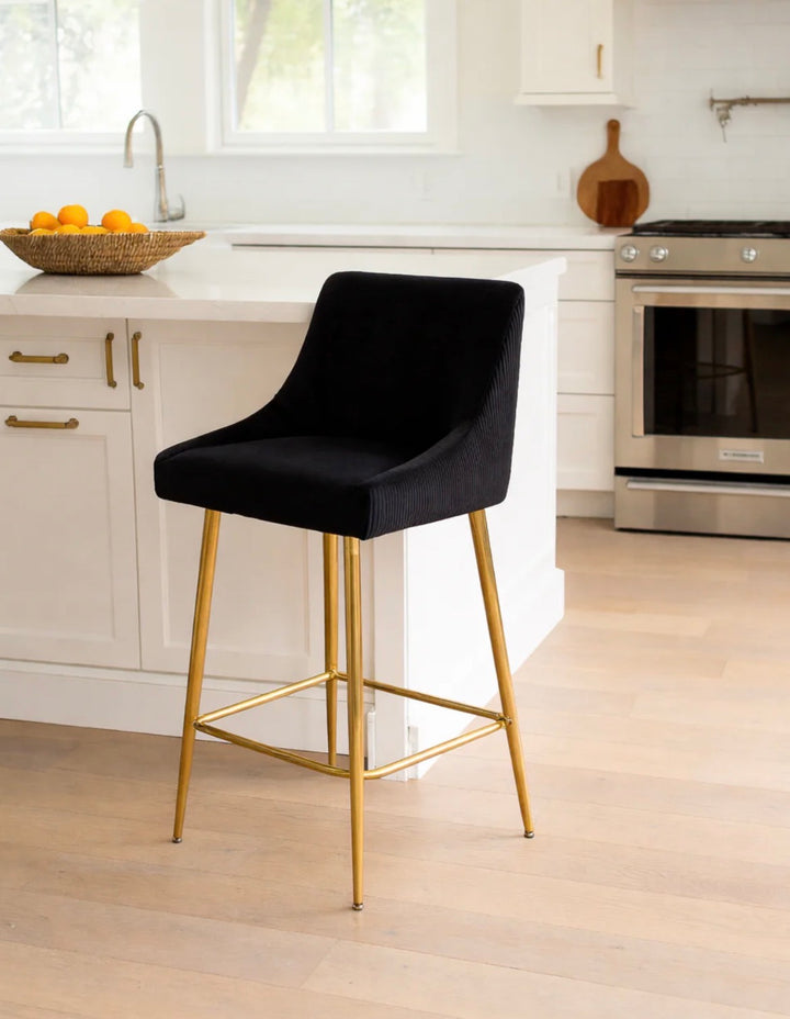Breakfast bar stool 
Black and gold bar stool 