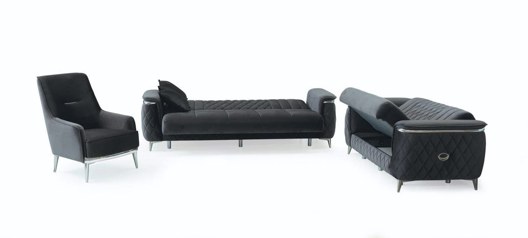 Bellway Turkish Grey Sofa Bed Set – 3 Seater & 2 Seater & 1 Seater with Storage | Modern Living Room Furniture UK