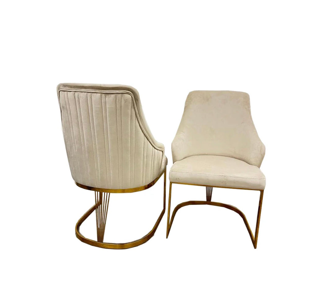 Luxury Mayfair 180cm Gold Dining Table Set | Mink, Black & Green Gold Chairs | 4 & 6 Seater