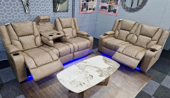 Electric Recliner Sofa Biege Roma 3 Seater Recliner Sofa & 2 Seater Recliner Sofa