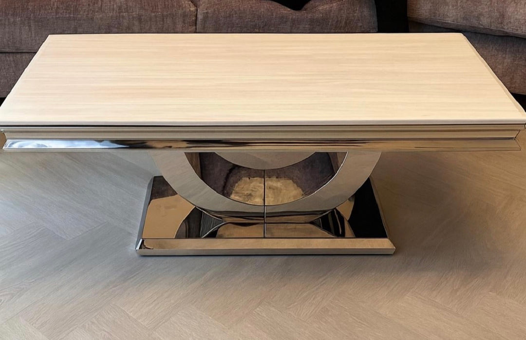 London Cream Marble Coffee Table- Modern Uk Living Room Table , Multiple Colours Available