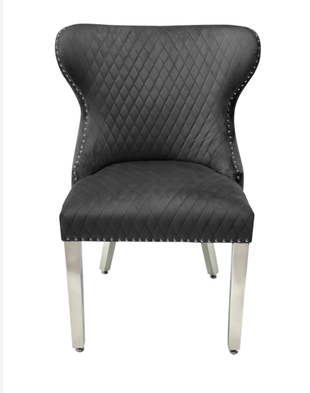 Rose 180cm Grey Marble Dining Table With Lion Knocker Dining Chairs