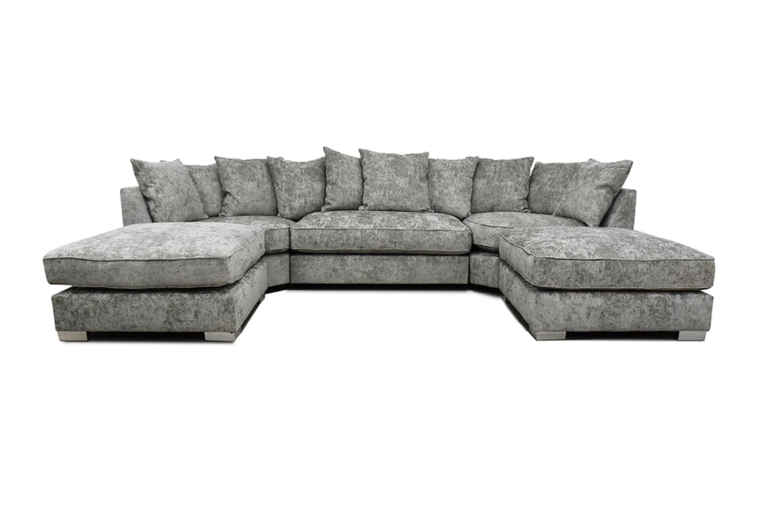 BISHOP U SHAPE FULL BACK CORNER FABRIC SOFA GREY