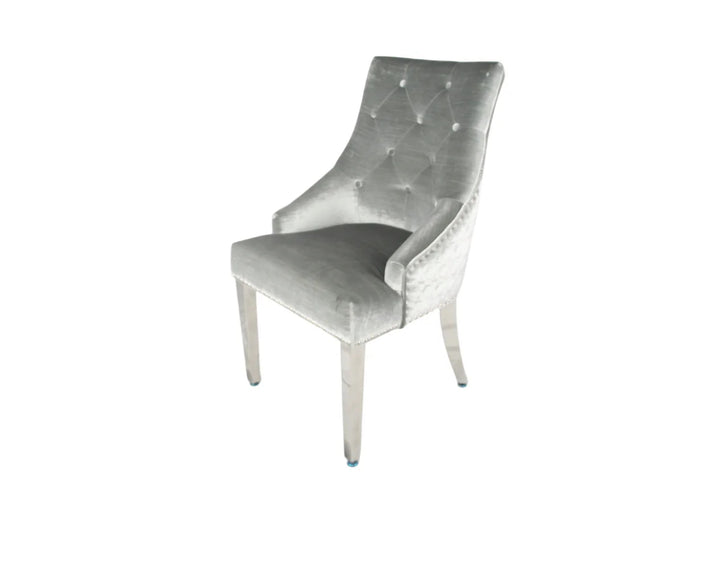 Pair of 2 Majestic Dining Chairs Silver Light Grey