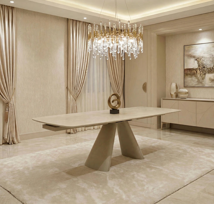 Gstaad Beige Extendable Stone Dining Table 160–240cm