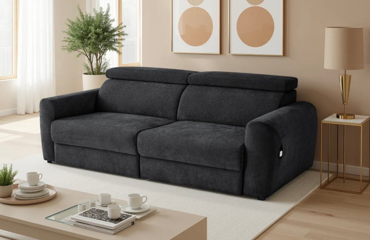 Dakot Electric Sofabed Black 3 Seater | Power Reclining Sofa Bed | Modern Living Room Sofa