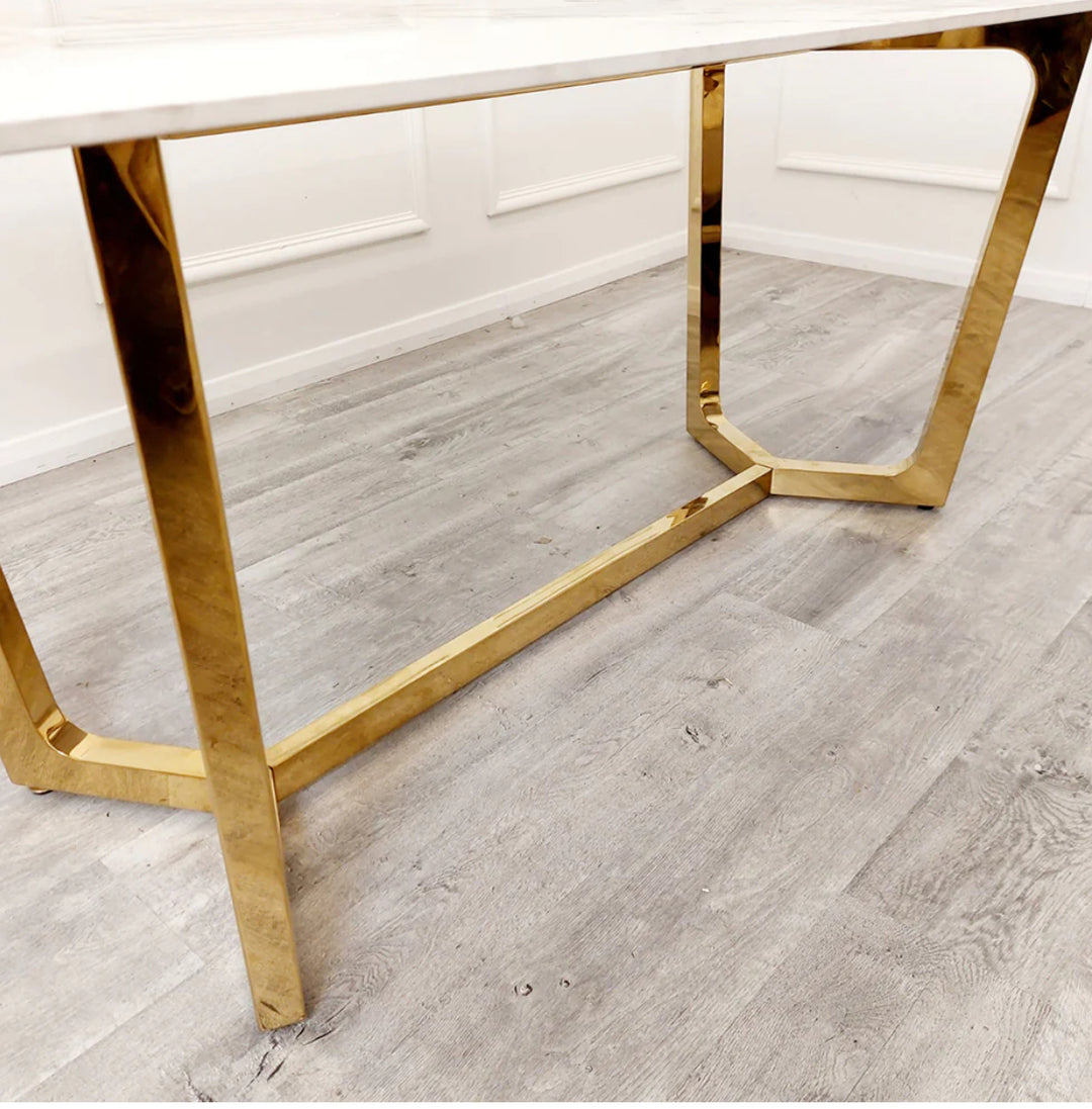 Lucien 1.8 Gold Dining Table with Pandora Gold Sintered Stone Top