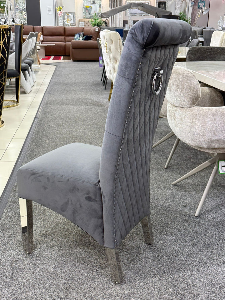 Louise Marble Dining Table + Sofia Chair Dark Grey Chair