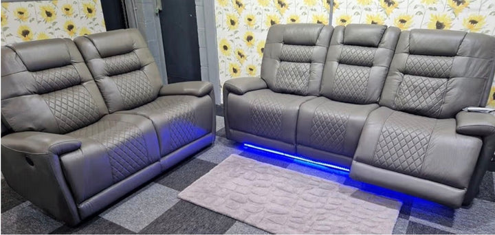 Electric Recliner Sofa 3+2 Seater Set with LED & USB Ports