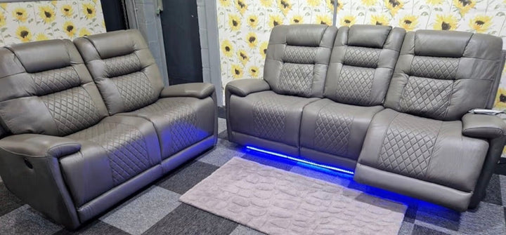 Electric Recliner Sofa 3+2 Seater Set with LED & USB Ports