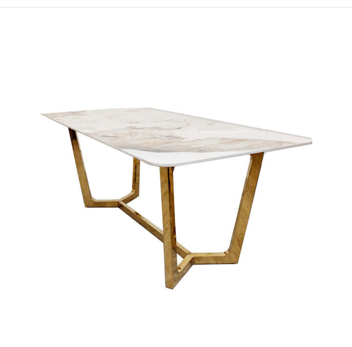 Lucien 1.8 Gold Dining Table with Pandora Gold Sintered Stone Top