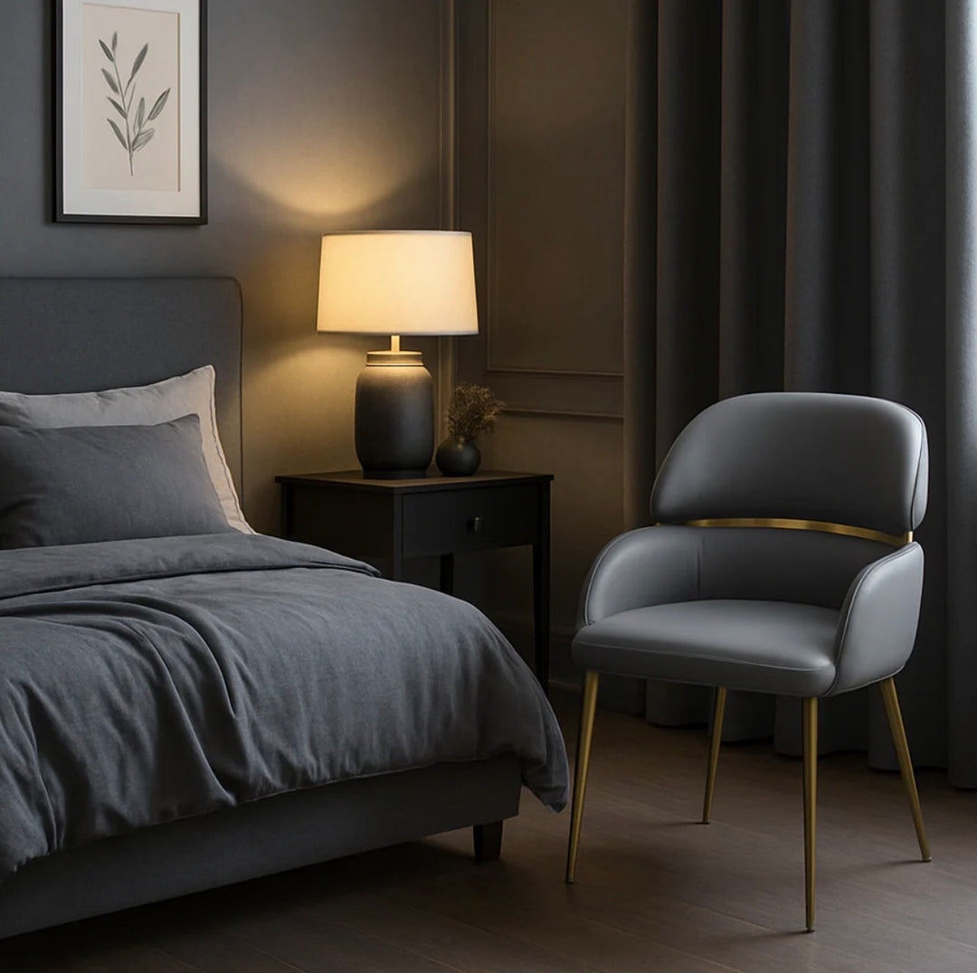 Madrid Grey and Gold Dining Table Set with Matching Dining Chairs – Luxury Modern Design