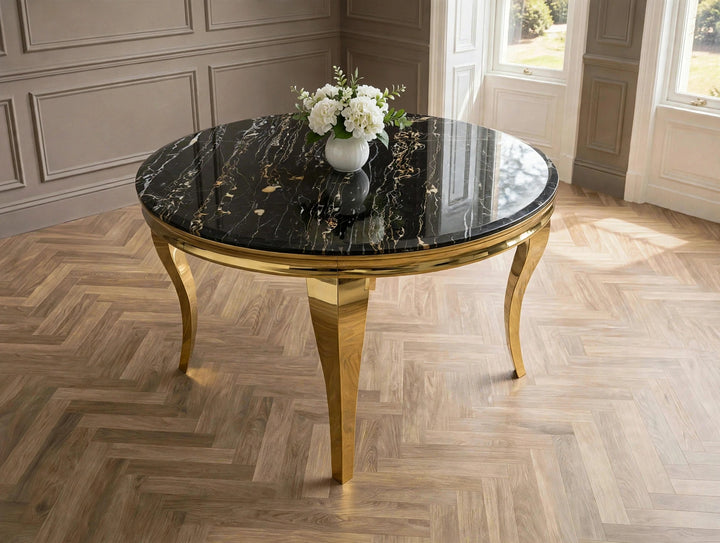 110cm Black & Gold Round Dining Table – Modern Luxury Kitchen & Dining Table