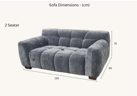 Harlem Sofa Range in Steel Velvet 3+2+1 Seater & Foot Stool