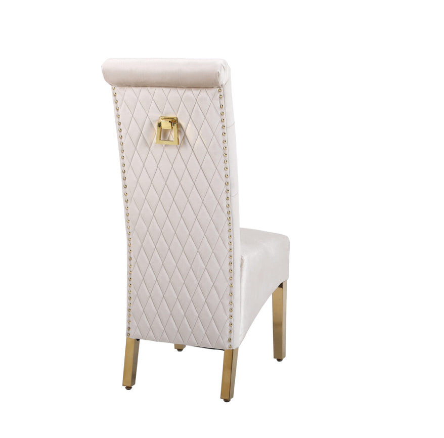 Rose Marble Dining Table Cream And Gold + Sofia Cream And Gold Dining Chairs