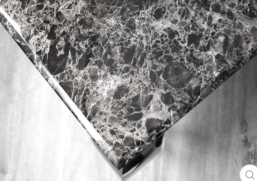 Louise Black Marble Dining Table + 4 Majestic Black Dining Chairs Lion Knocker & Matching Black Bench