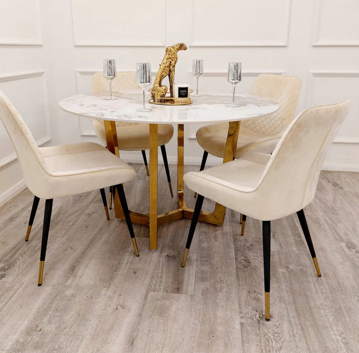 Lucien Gold 1.2 Round Dining Table with Sintered Stone Top