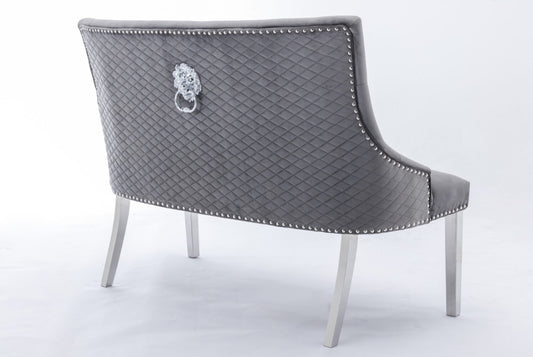 Majestic Grey Fabric Silver Leg High Back Bench