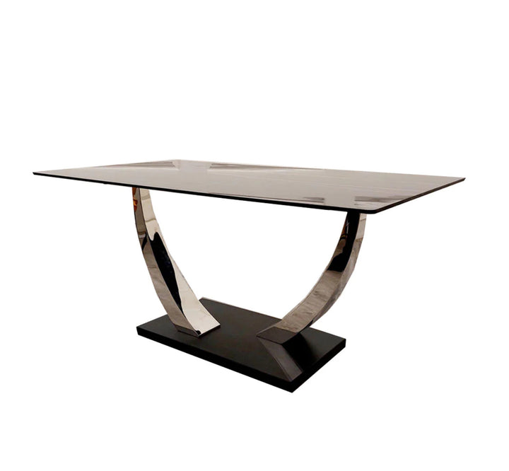 Venus 1.6 Chrome Dining Table with Black Sintered Stone Top