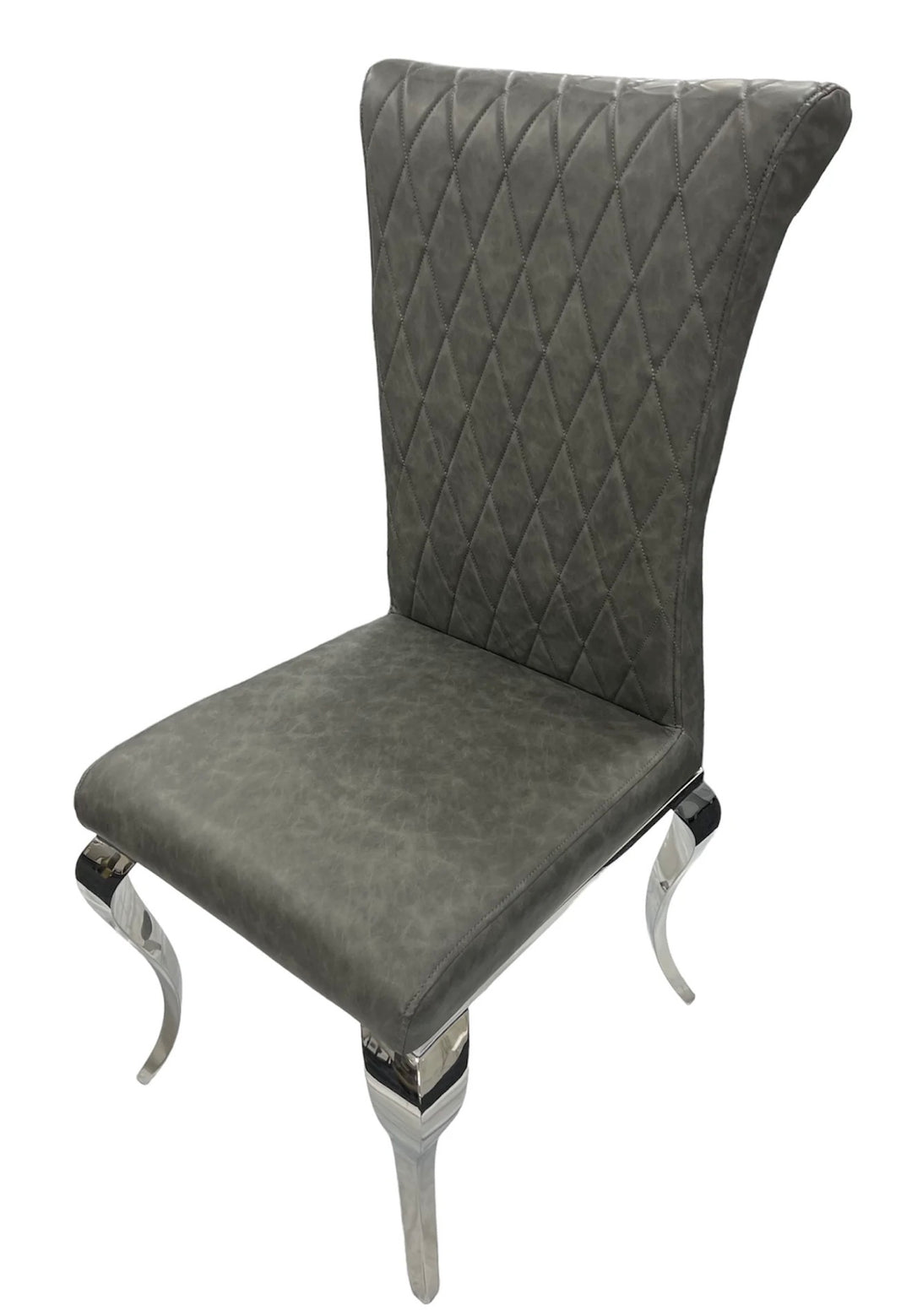 Rose 160cm Grey Marble Dining Table + London Leather Dark Grey Dining Chairs