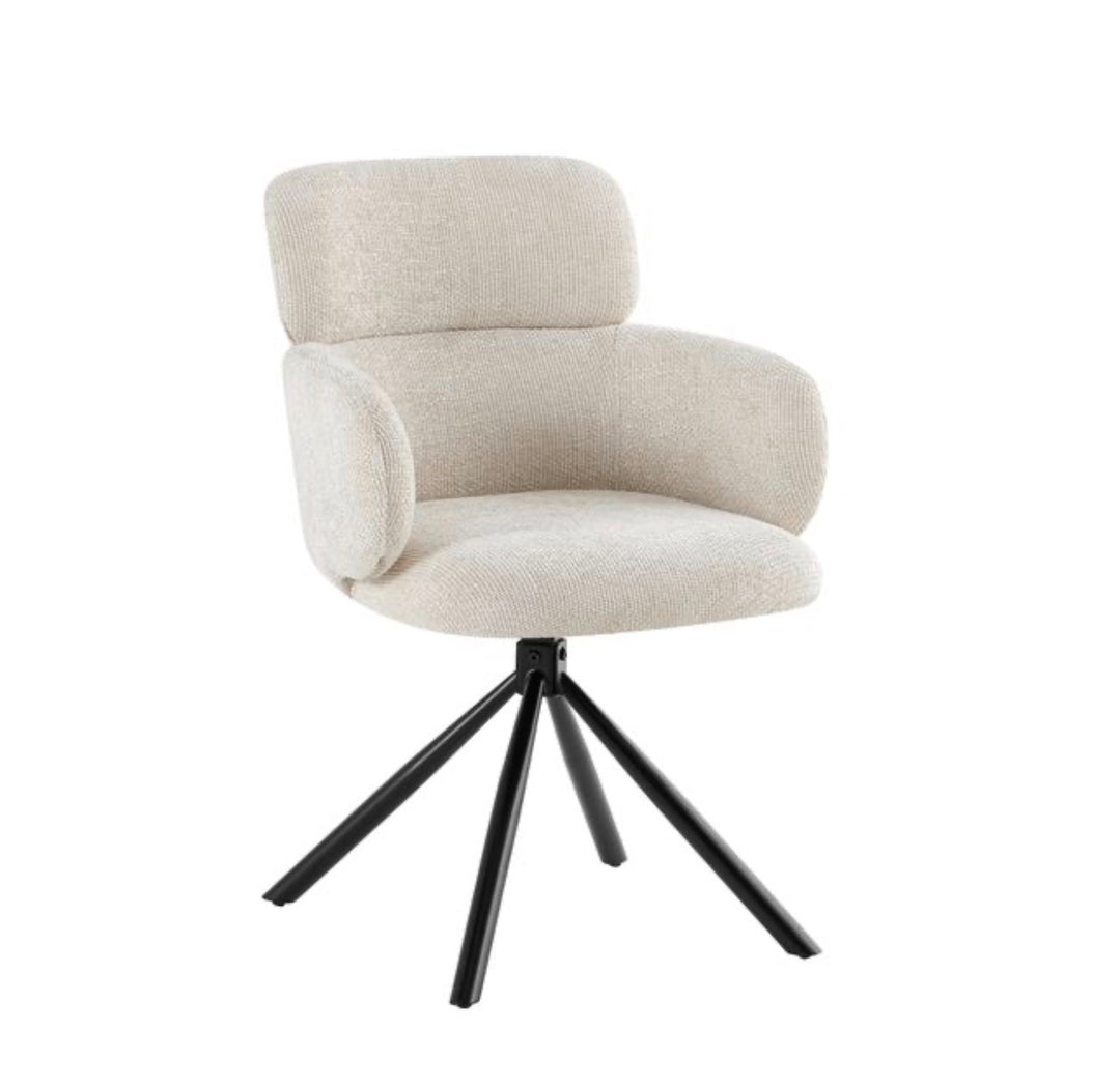 Marino Pandora Beige Extendable Dining Table 160-240cm with Tuscany Beige Velvet 360° Swivel Chairs
