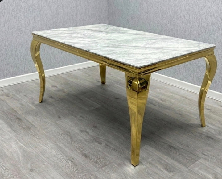 Louise Grey Marble Dining Table Gold Frame
