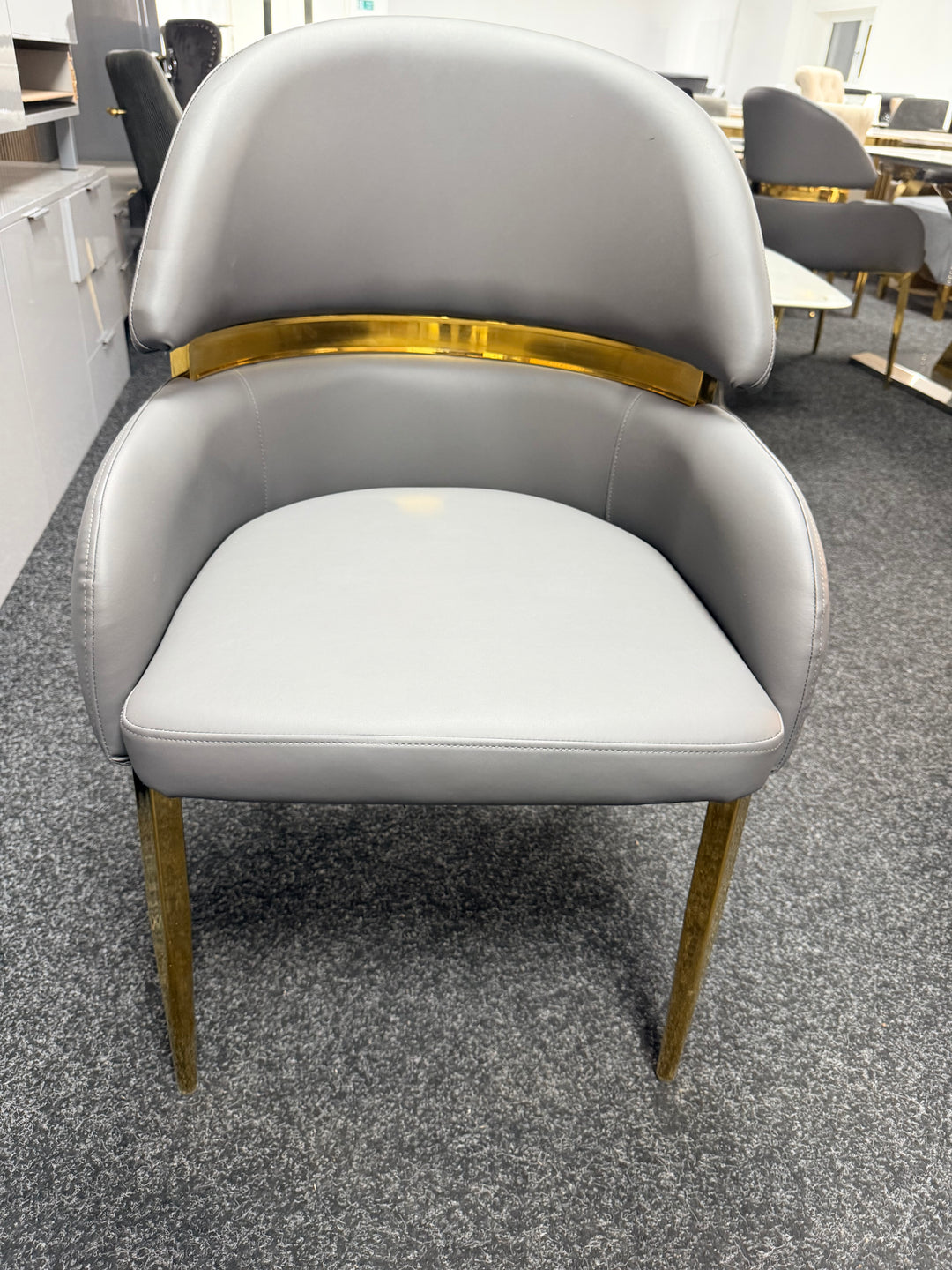 Madrid 180cm Gold Dining Table with Gold Leather Dining Chairs | Luxury Dining Set