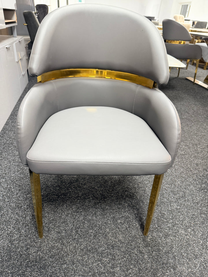 Madrid 180cm Gold Dining Table with Gold Leather Dining Chairs | Luxury Dining Set