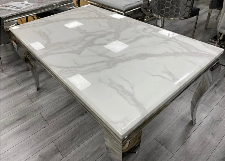Louise White Marble Dining Table