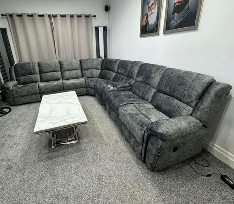 Milan Electric Recliner Sofa Grey Fabric