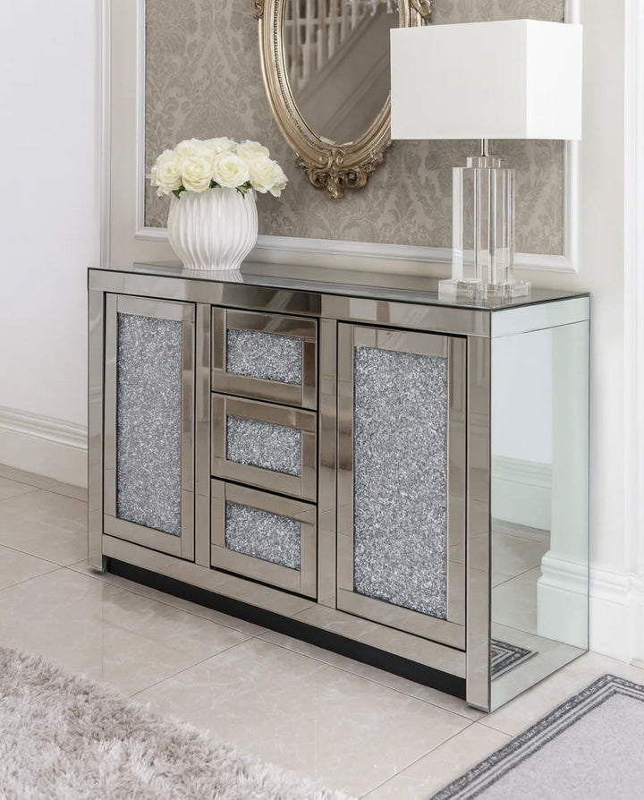 Crushed Diamond Mirrored Sideboard