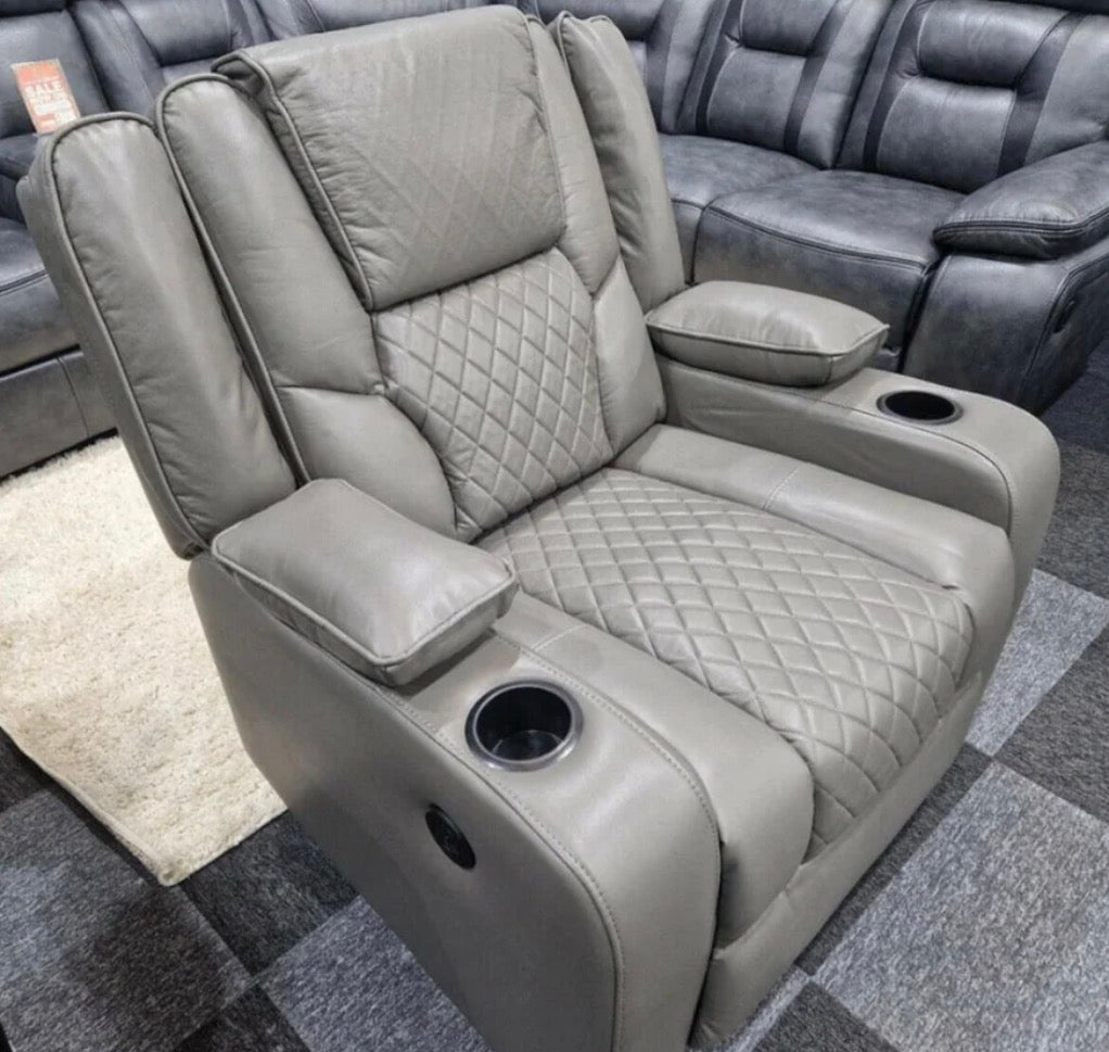 1 Seater Grey Recliner sofa Roma