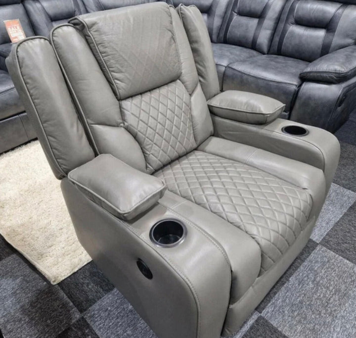1 Seater Grey Recliner sofa Roma