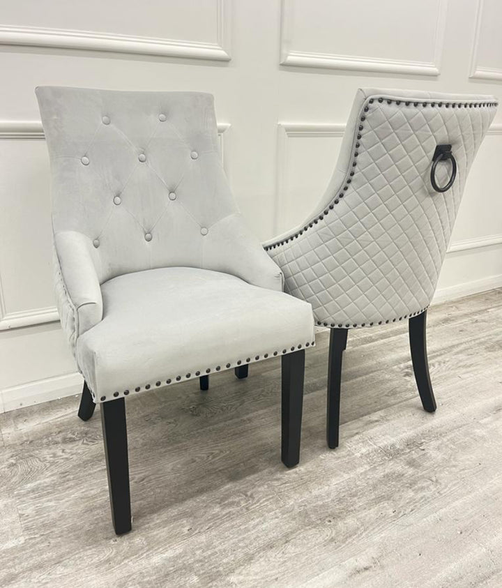 Pair Of Bentley Light Grey Dining Chair Black Leg