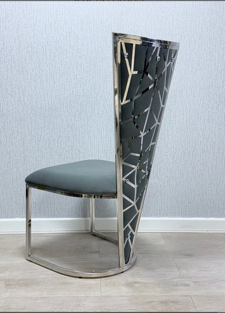 Louise Grey Marble Dining Table with Vienna Dark Grey Chairs | Modern Marble Dining Set