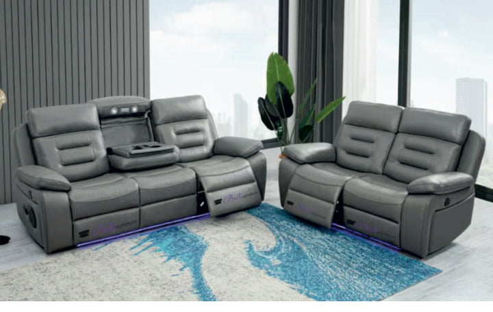 Hifsa 3 Seater Recliner Electric Sofa + 2 Seater Recliner Electric Sofa Grey