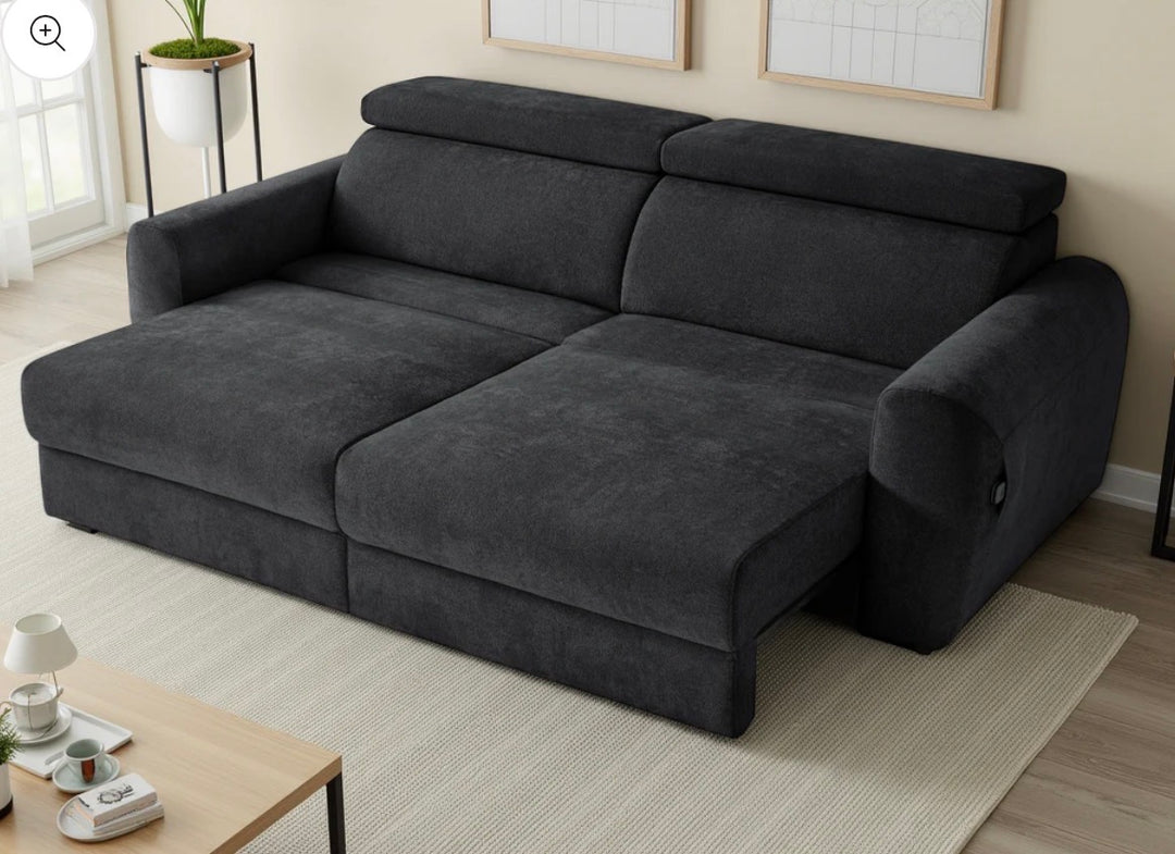 Dakot Electric Sofabed Black 3 Seater | Power Reclining Sofa Bed | Modern Living Room Sofa