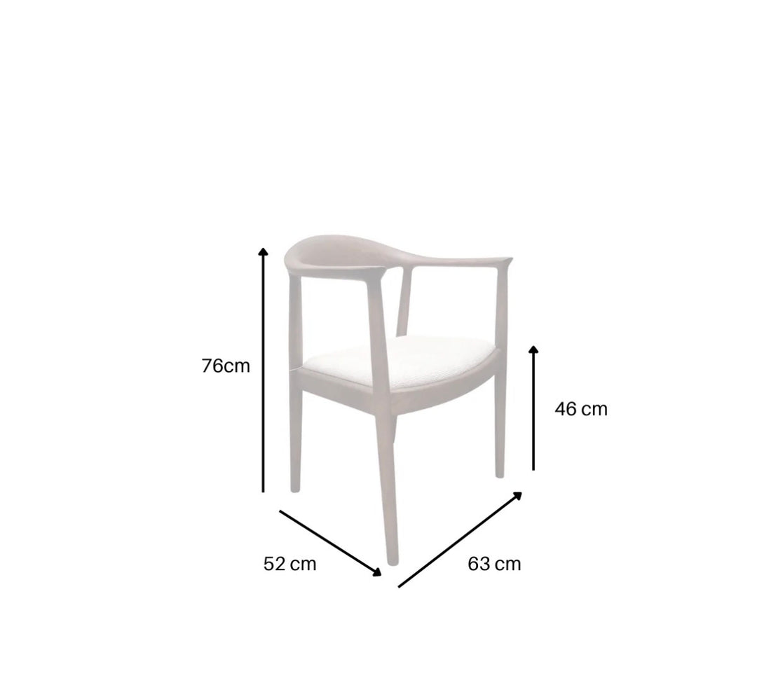 Ferno Walnut Dining Chair in Oatmeal Boucle – Wooden Frame Upholstered Seat