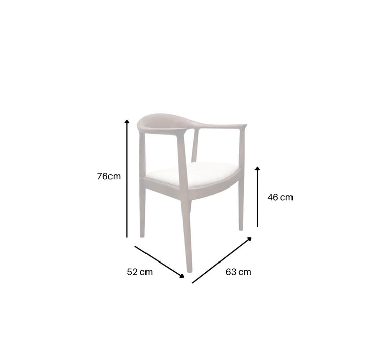 Ferno Walnut Dining Chair in Oatmeal Boucle – Wooden Frame Upholstered Seat