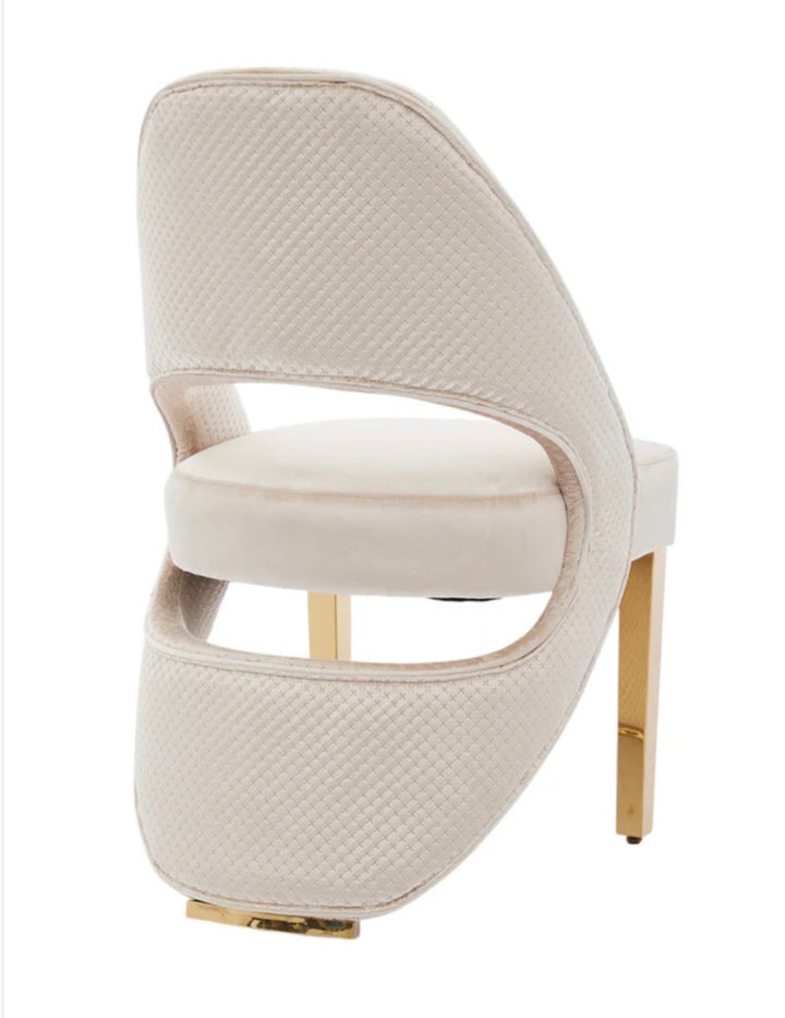 Rose Cream Gold Marble Dining Table with Santorini Cream Gold Dining Chairs