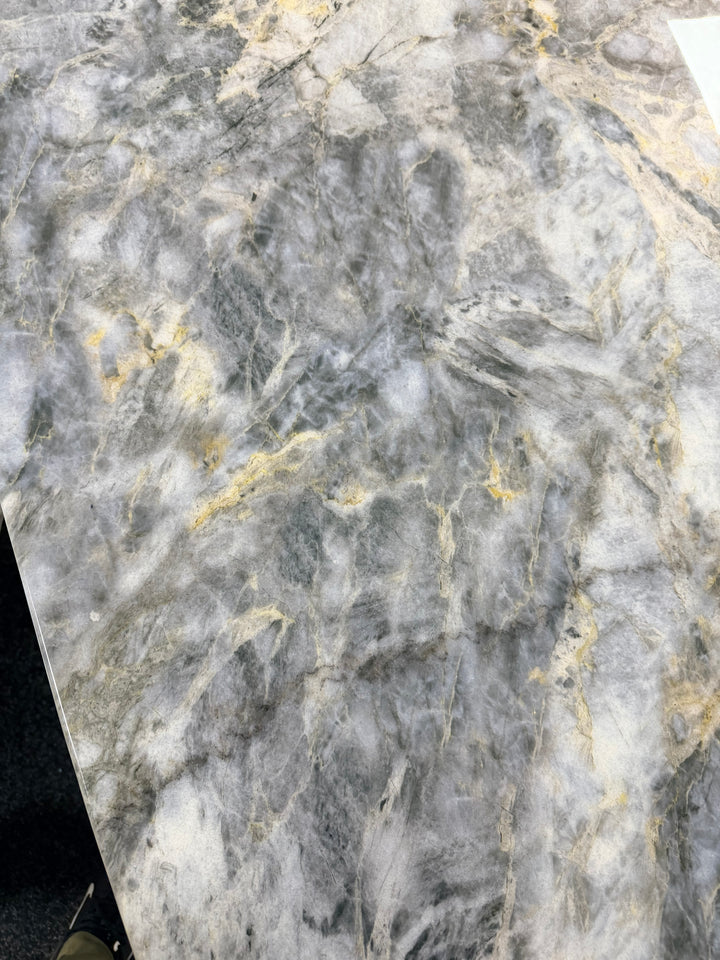 Madrid 180cm Gold Dining Table with Gold Leather Dining Chairs | Luxury Dining Set