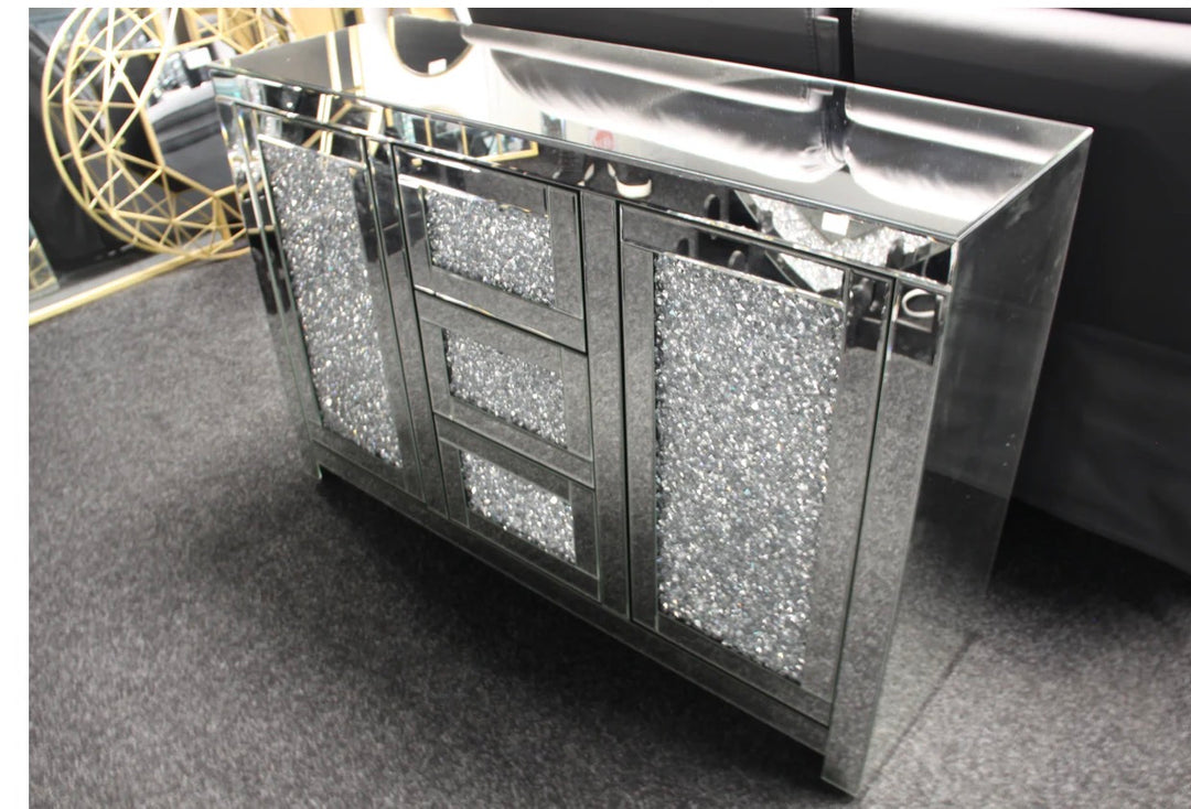 Crushed Diamond Mirrored Sideboard