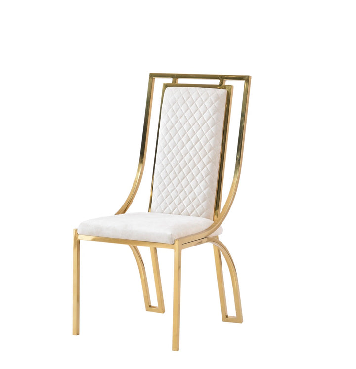 Rose Marble Dining Table Cream And Gold + Chealse Cream And Gold Dining Chairs