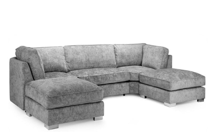 BISHOP U SHAPE FULL BACK CORNER FABRIC SOFA GREY