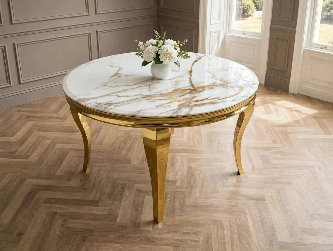 110cm Black & Gold Round Dining Table – Modern Luxury Kitchen & Dining Table