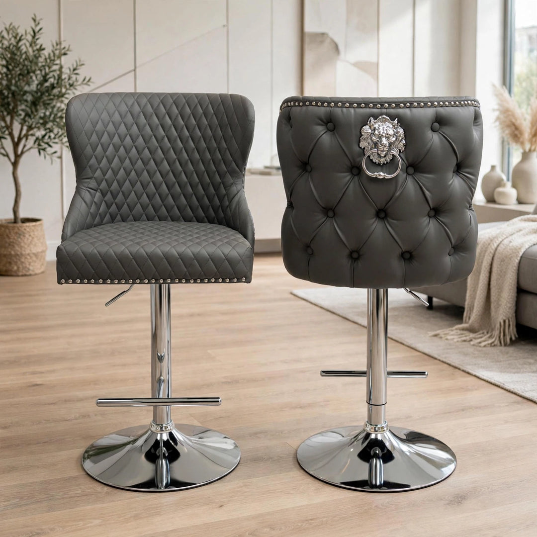 Valentino PU Leather Bar Stools – Modern Kitchen Breakfast Bar Seating