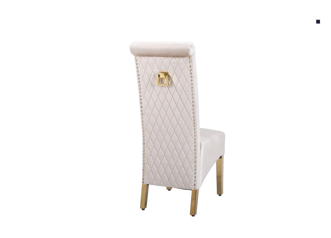 Louis Cream Gold Marble Dining Table + Sofia Cream And Gold Dining Chairs