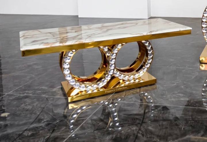 Crystal Marble Coffee Table White & Gold
