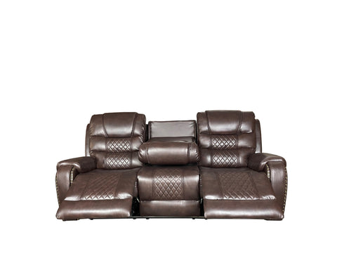 ALASKA 3+2 RECLINER LEATHER AIRE SOFA – BROWN